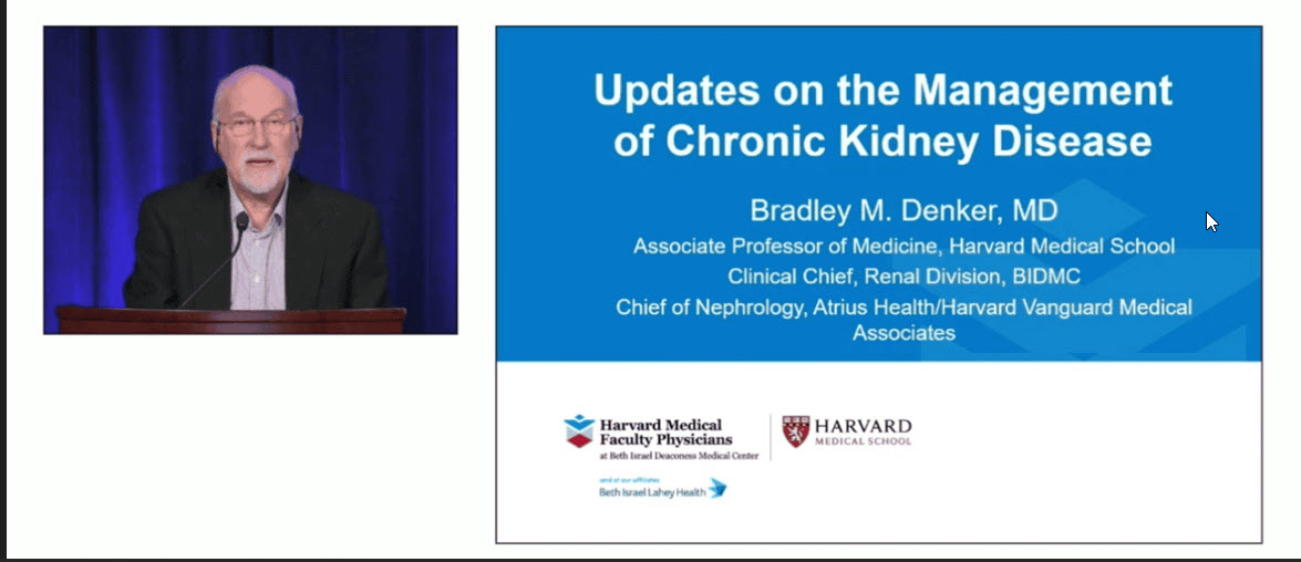 Faculty presenter alongside a slide during a live online session